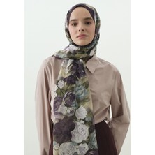 Fresh Rose Breeze Desenli Pamuk Viskon Şal Lavanta