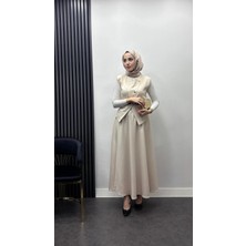 Tesettür Diyarı Scuba Kumaş Ikili Premium Takım-Krem