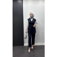 Tesettür Diyarı Scuba Kumaş Yelekli Ikili Takım-Lacivert