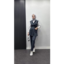 Tesettür Diyarı Scuba Kumaş Yelekli Ikili Takım-Antrasit