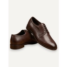 HERMOSE Eterna | Kahverengi Düz Derby Hakiki Deri Ayakkabı