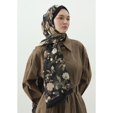 Fresh Reverıe Desenli Pamuk Viskon Şal Siyah