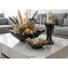 Mirsa Global Dekratif Üçlü Slon Seti Biblo, 2 Adet Dekoratif Tabak ve Mumluk