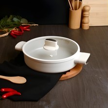 Belariva Belarıva 30 cm Beyaz Sılıkon Saplı Basık Tencere