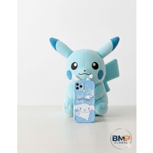 Iphone 11 Uyumlu 3D Kabartmalı Sert Silikon Mavi Pikaçu Şeffaf Dalgalı Kenarlı Telefon Kılıfı