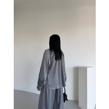 Madame Melek Zr Premium Saten Ipek Kumaş Ikili Takım Bağcıklı Bluz Bol Paça Pantolon Takım