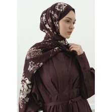 Fresh Mıdnıght Rose Desenli Pamuk Viskon Şal Bordo
