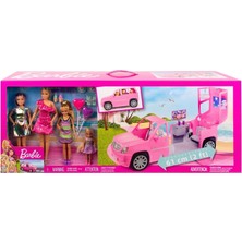 Barbie Barbie'nin Aracı ve Kız Kardeşleri Oyun Seti 4 Bebek ve Limuzin GFF58