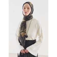 Fresh Fall Breeze Desenli Pamuk Viskon Şal Kahve