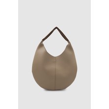 Wuclo Midea Makyaj Çantalı Çift Taraflı Deri ve Süet Omuz Çantası Vizon