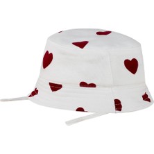 Antebies Organik Gots Sertifikalı Kırmızı Kalp Ayarlanabilir Bağlcıklı Kız Bebek Yaz Şapkası