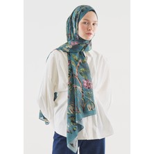 Fresh Flower Raın Desenli Pamuk Viskon Şal Okyanus