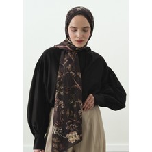 Fresh Flower Raın Desenli Pamuk Viskon Şal Kahve