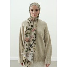 Fresh Flower Raın Desenli Pamuk Viskon Şal Bej