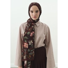 Fresh Flower Raın Desenli Pamuk Viskon Şal Bordo