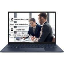Asus Zenbook 14 UX3405CA-QL571W Intel Core Ultra 7 255H 16GB 512GB SSD Windows 11 Home 14" Taşınabilir Bilgisayar