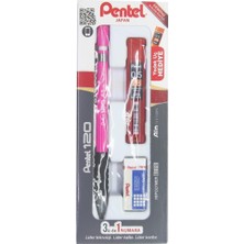 Pentel A315-3AS 120A3 (0.5mm) 3'lü Okul Seti - (Kalem+Silgi+Hediye Min, Pembe