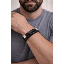 Herşey Nota Urban Steel Hakiki Deri Erkek Bileklik – Siyah – Çelik Mıknatıslı KILITLI-553