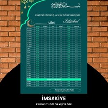 Sylar Ramazan Imsakiyesi - 300 gr - A3 Boyut Kişiye Özel Isimli & Logolu 1 Adet Yeşil-Turkuaz