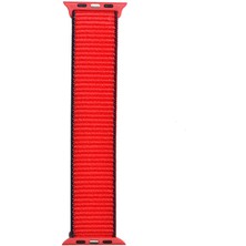 Maks Technology Watch 38MM Uyumlu Krd-03 Hasır Mkst Kordon-67-Tricolor Red