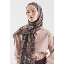 Fresh Flower Raın Desenli Pamuk Viskon Şal Füme