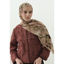 Fresh Flower Raın Desenli Pamuk Viskon Şal Somon