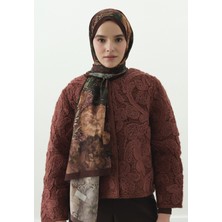 Fresh Soft Hıbıscus Desenli Pamuk Viskon Şal Bordo
