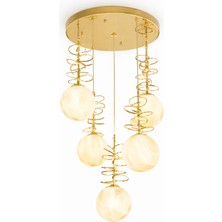 Noya Lighting Modern Avize Modelleri - LED Avize - 5 Sarkıtlı Ledli Avize - Lüks Salon Avizesi 50CM