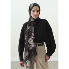 Fresh Rosıne Desenli Pamuk Viskon Şal Antrasit