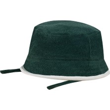 Antebies Organik Gots Sertifikalı Beyaz Kontrast Detaylı Ayarlanabilir Bağlcıklı Erkek Bebek Yaz Şapkası