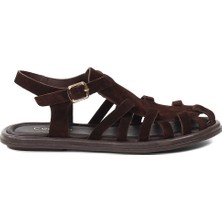 Celal Gültekin Kadın Kahverengi Gladyatör Süet Deri Sandalet