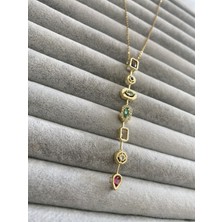 Pink 7 Element Renkli Taşlı Çelik Kolye