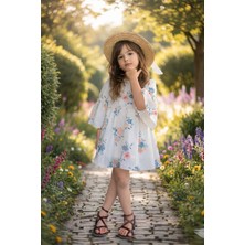 Butik Kız Çocuk Çiçek Desenli Fiyonklu Elbise