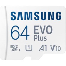 Samsung Evo Plus Microsdxc Hafıza Kartı 64 Gb, 160 Mb/s, U1, V10, A1, ‎MB-MC64SA/TR