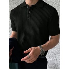 Moderie Butik Erkek Kısa Kollu Yakalı Yakadan Düğmeli Triko Tişört