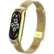 Maks Technology Xiaomi Mi Band 7 Uyumlu Krd-06 Metal Mkst Kordon-Gold