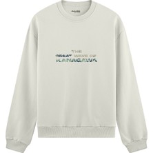 The Lucid Lab The Great Wave Of Kanagawa Oversize Sweatshirt - Beyaz