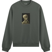 The Lucid Lab Skull Of A Skeleton With Burning Cigarette Oversize Sweatshirt - Antrasit