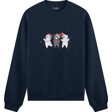 The Lucid Lab Tangled Christmas Cats Oversize Sweatshirt - Lacivert
