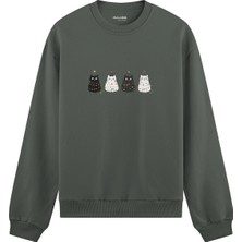 The Lucid Lab Twinkle Puffy Cats Oversize Sweatshirt - Antrasit