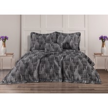 Calantha Home Collection Berru Geometrik 4 Parça Gri Pike Takımı  240 x 260 cm
