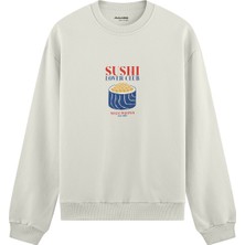 The Lucid Lab Sushi Lover Club Oversize Sweatshirt - Beyaz