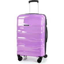 Polo&sky Azra Model Lila Renk Pp Polipropilen Kırılmaz Orta Boy Valiz Bavul