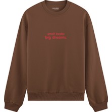 The Lucid Lab Small Boobs Big Dreams Oversize Sweatshirt - Kahverengi