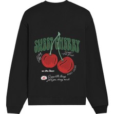The Lucid Lab Sweet Cherry Oversize Sweatshirt - Siyah