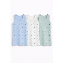 Mini Kanka Erkek Çocuk Askılı Atlet Seti %100 Pamuk – Bisiklet Yaka, Desenli, 3 Adet Atlet, Nefes Alabilir Rahat Iç Giyim