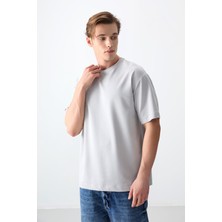 Air Jones Taş Pamuklu Kalın Yumuşak Dokulu Oversize Fit Basic Erkek T-Shirt - 88377