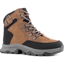 Rakerplus Hakiki Deri Kahverengi Siyah Bağcıklı Fermuarlı Trekking Çocuk Bot