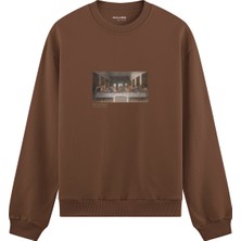 The Lucid Lab Son Akşam Yemeği Oversize Sweatshirt - Kahverengi