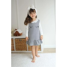 Pantulux Kız Çocuğu Kaz Ayağı Desenli Gömlekli Kıyafet Şık Günlük ve Özel Gün KOMBINI-6382-JLB-088